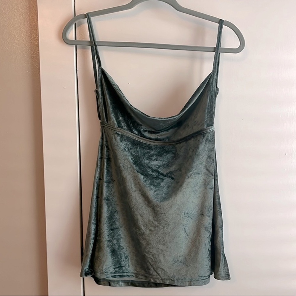 Free People Green Velvet Camisole with Cowl Neckline - Picture 6 of 9